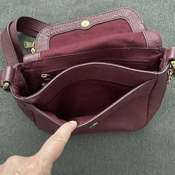 Fossil: Authentic leather wine expandable handbag with multi-compartments - Picture 6 of 14